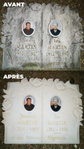 pierre tombale livre et gravure or