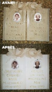 pierre tombale livre et gravure or